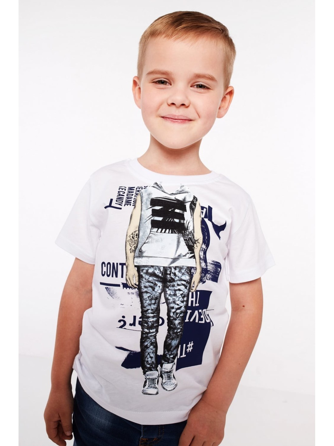 Boy\'s T-shirt with print, white NDZ4462 - Online store - Boutique